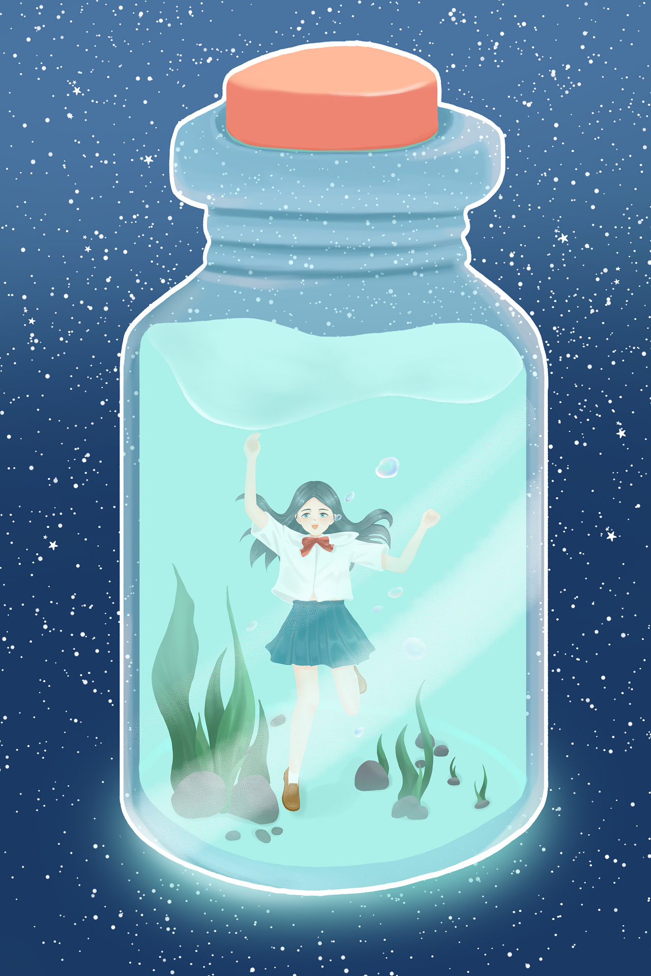 瓶子里的少女|插画|创作习作|水水奥不甜 - 原创作品 - 站酷 (zcool)