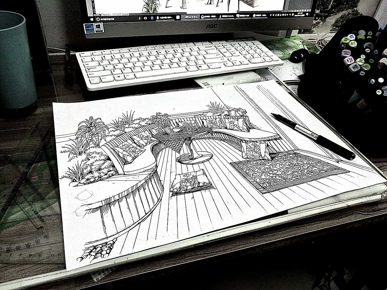 室内手绘效果图（图ZNjUxMjY1ODg=） - 家装设计 - 站酷设计师调色板22原创素材 - 站酷ZCOOL