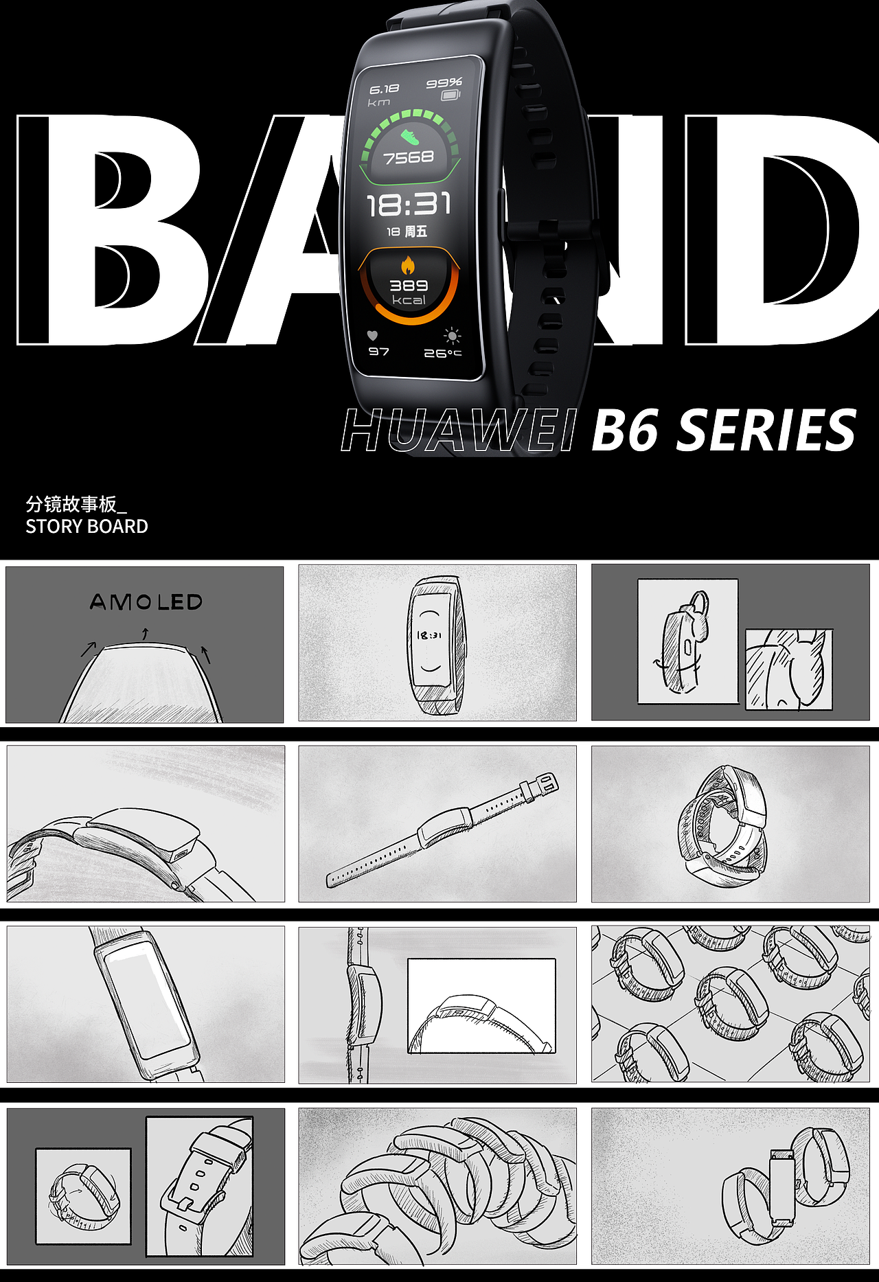 华为B6手环（图ZMjYwOTcyNzEy） - 产品 - 站酷设计师Jadem6原创素材 - 站酷ZCOOL