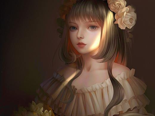 捧花的少女