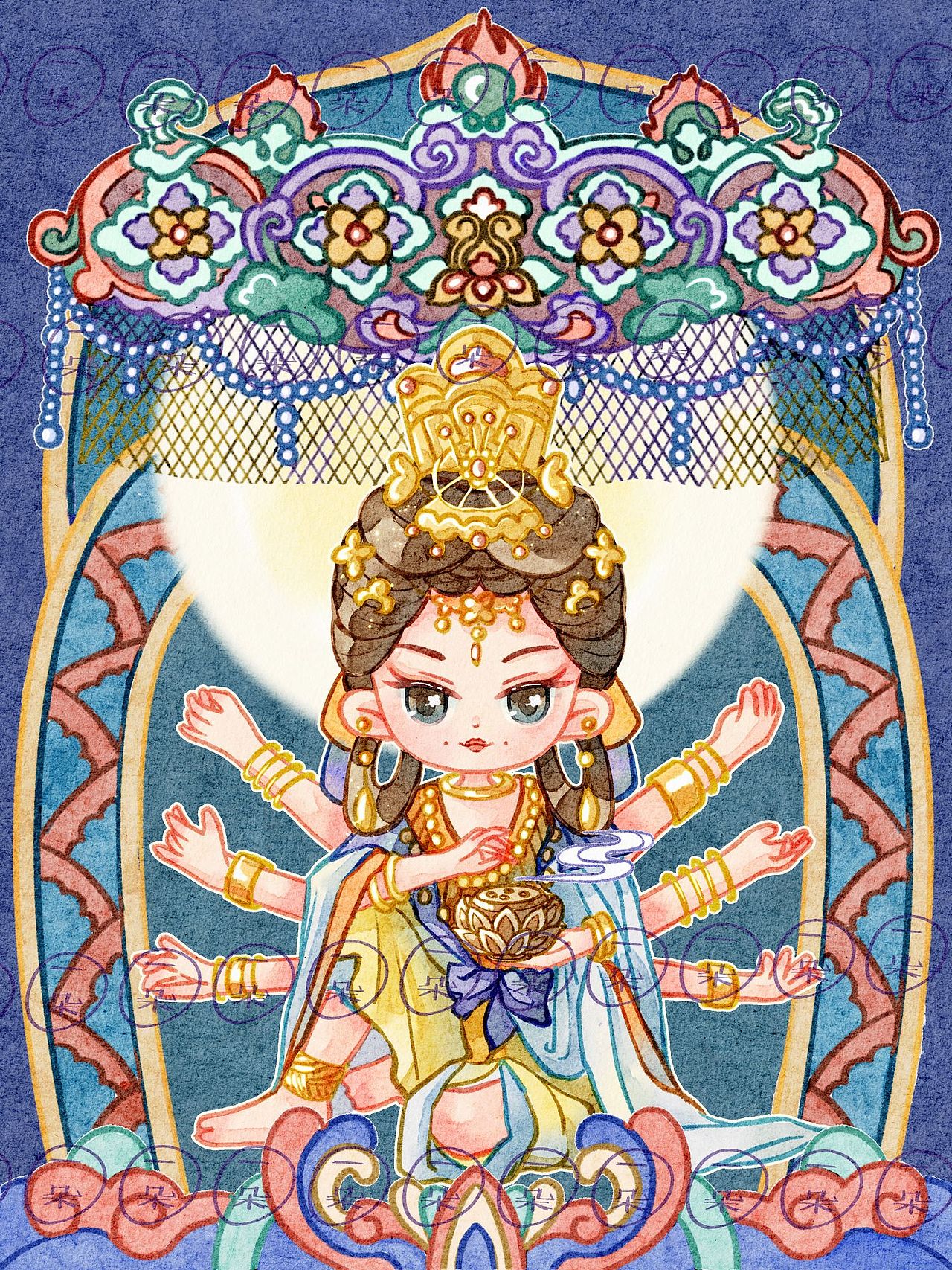 敦煌飞天Q版形象插画