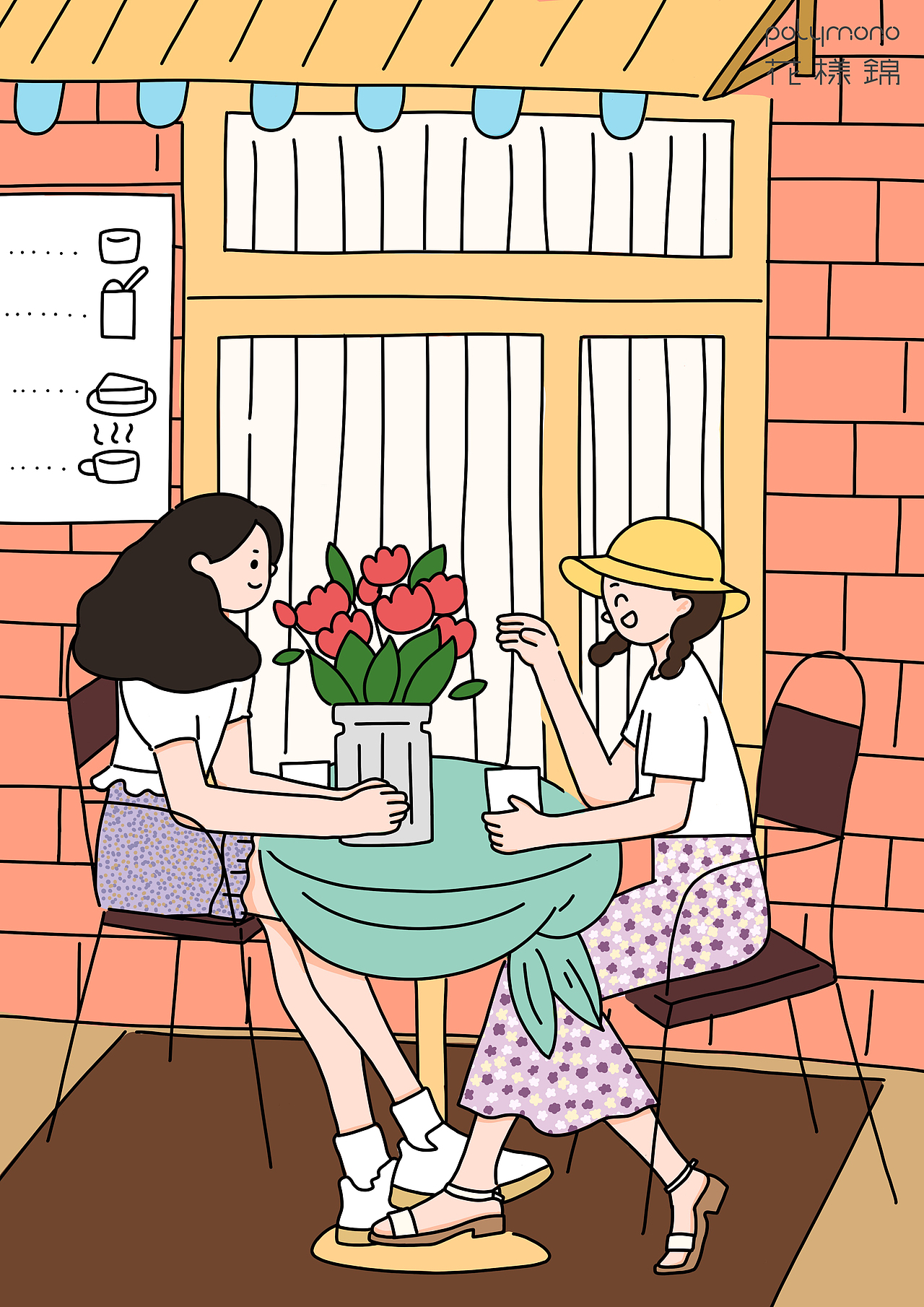 线条风少女海报插画设计✖️花样锦