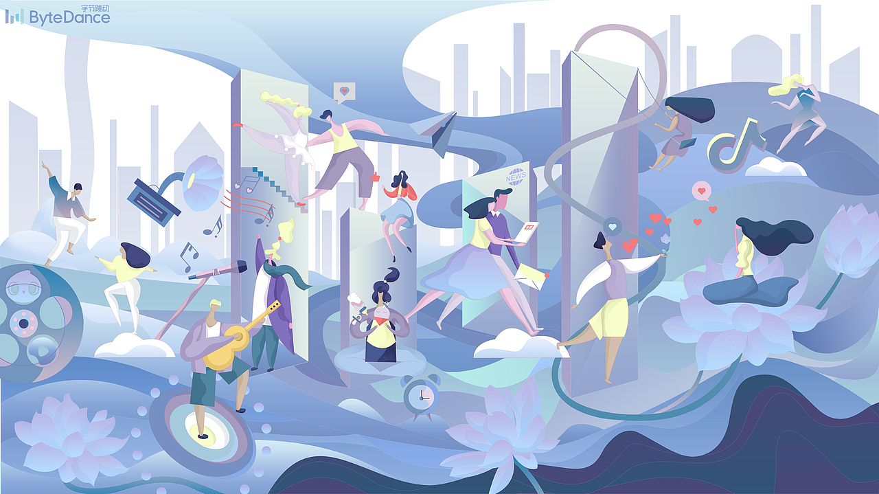 激发创造·丰富生活 字节跳动LOHGO创意延展（图ZMjIzNDU2OTcy） - 商业插画 - 站酷设计师页石子原创素材 - 站酷ZCOOL