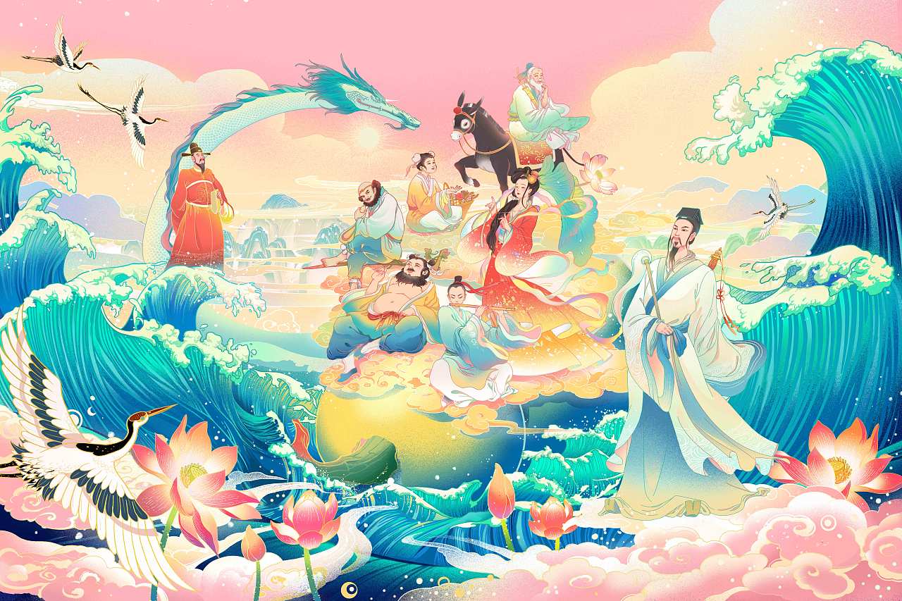八仙过海（图ZMTk3MjA0Mzg4） - 商业插画 - 站酷设计师BrickRed砖红原创素材 - 站酷ZCOOL
