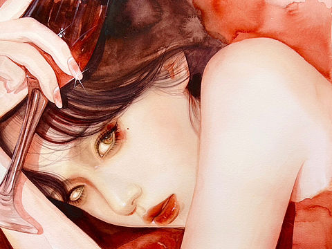 摇晃的红酒杯（个人主页-ZNjQ2OTk1NzY=） - 绘画 - 站酷设计师迷森鹿水彩原创素材 - 站酷ZCOOL