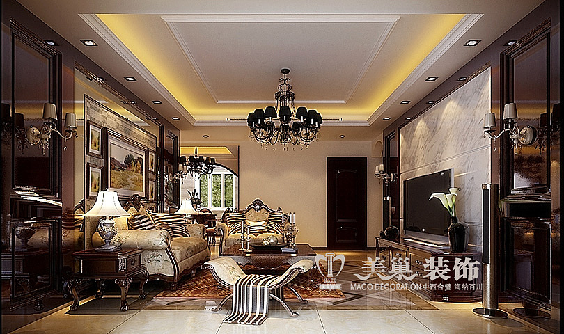 160平方四室两厅新古典风格——客餐厅