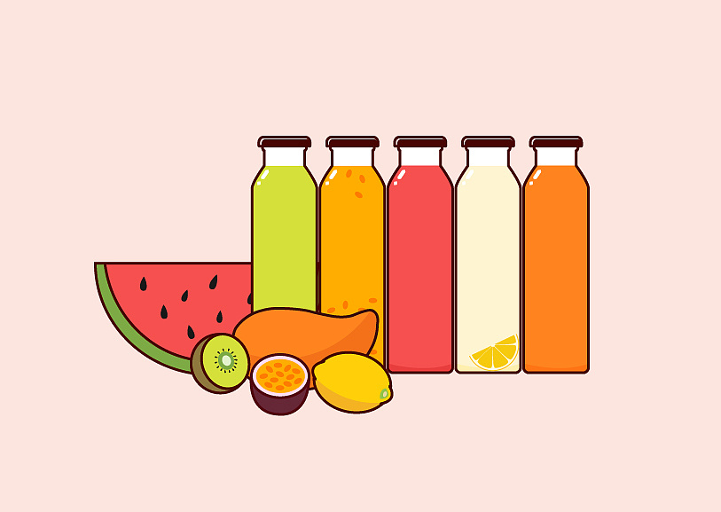 描边插画 果汁