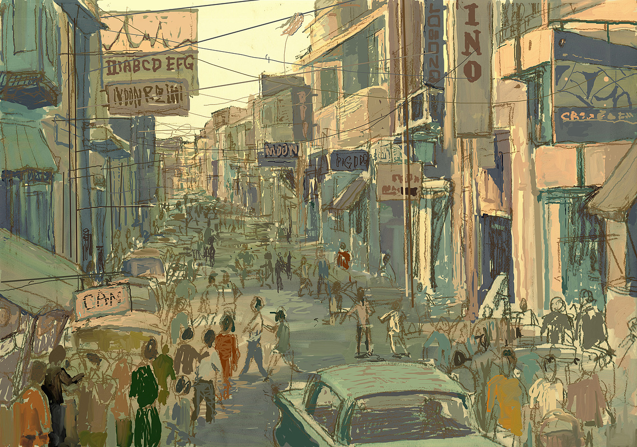 这个是一条闹市步行街的气氛图&nbsp;但是工作量啊工作量&amp