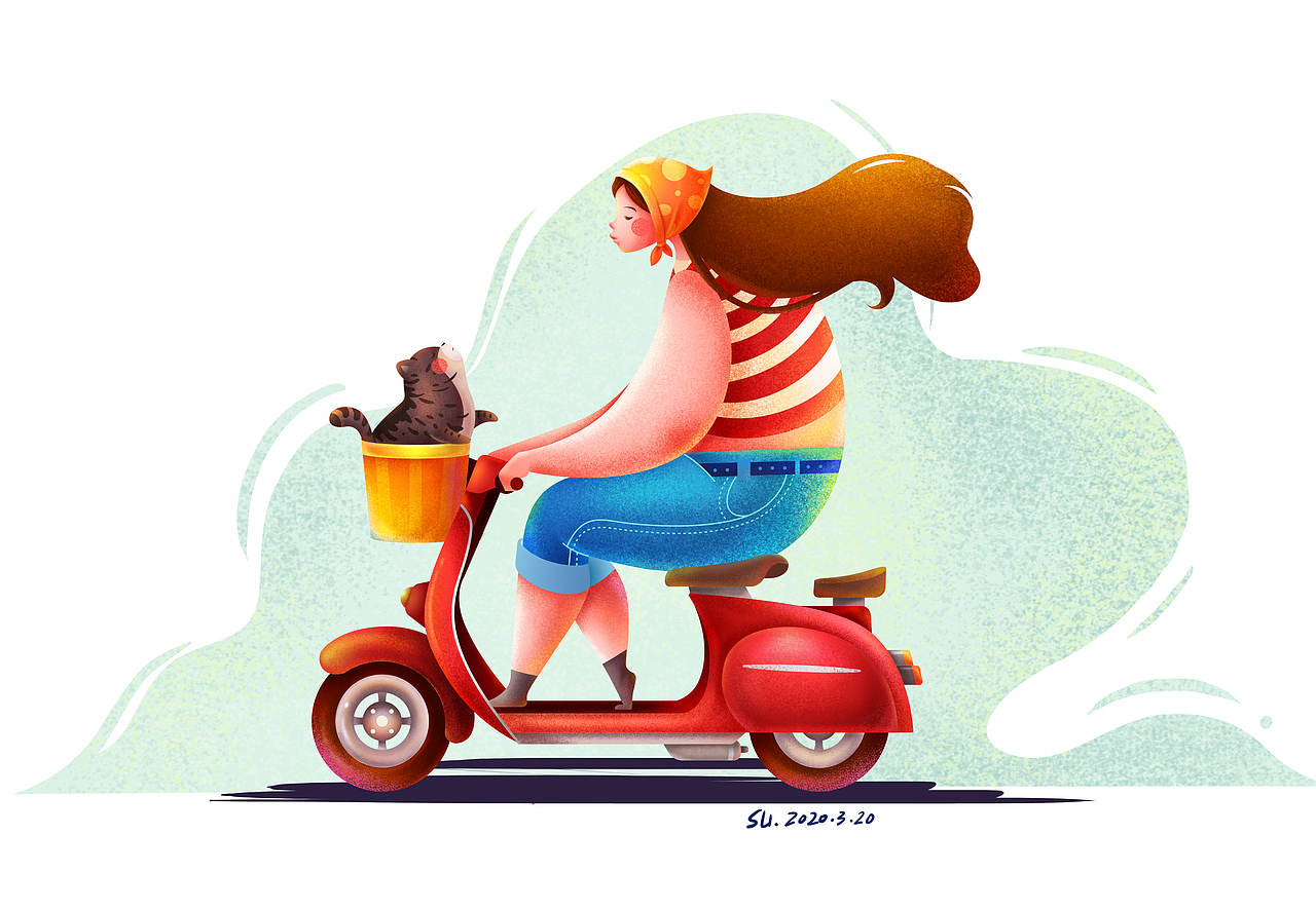 小资小资的噪点风插画