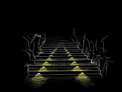手绘灯光示意——台阶照明