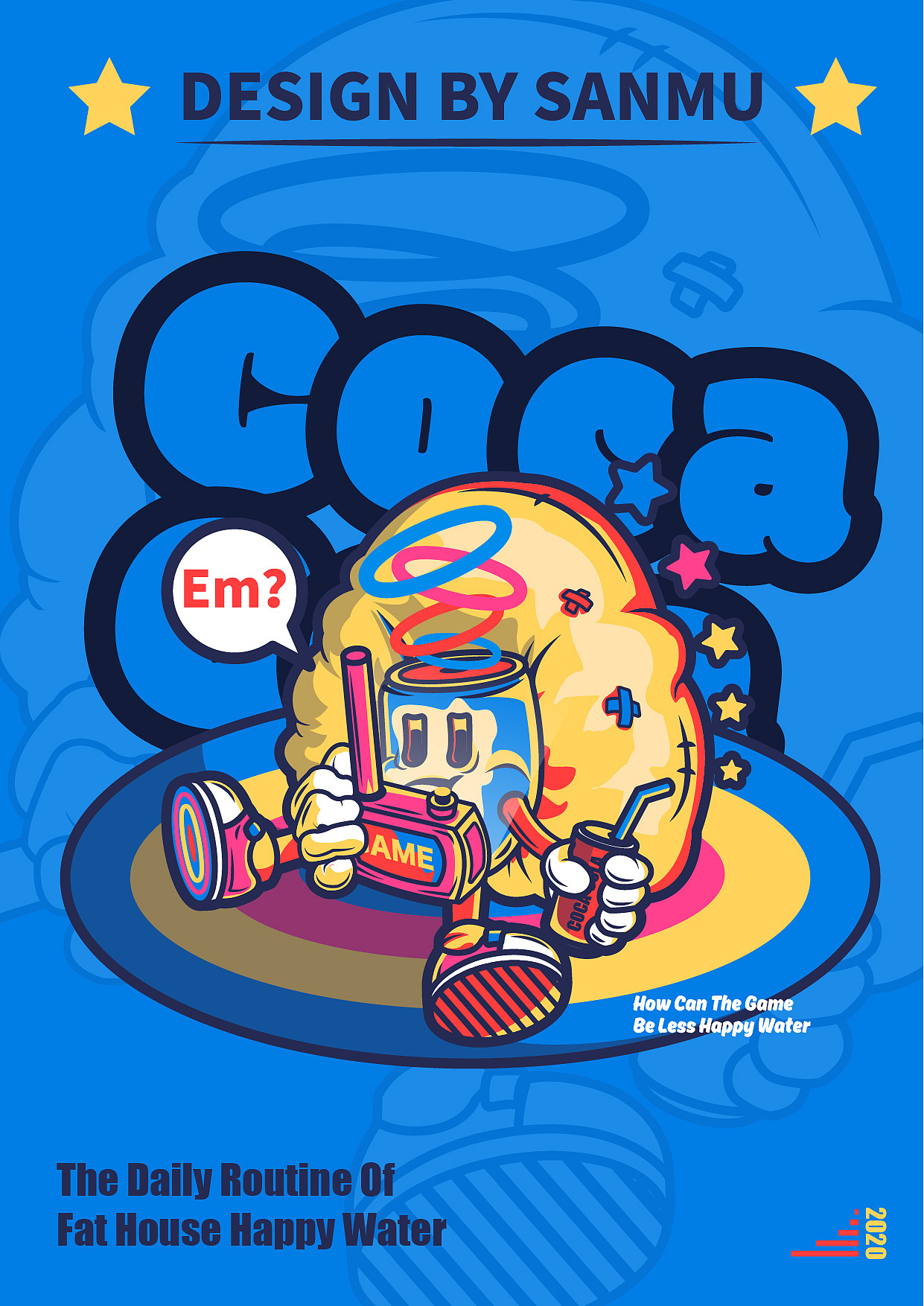 肥宅快乐水涂鸦矢量插画