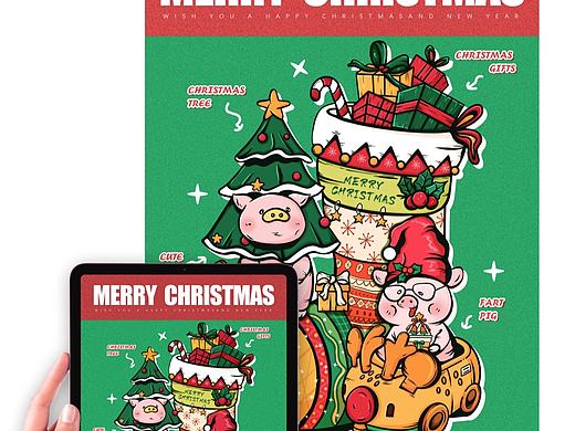 圣诞创意插画原创（圣诞🐷）（个人主页-ZNTczNTI5MzY=） - 创作习作 - 站酷设计师叁三一三原创素材 - 站酷ZCOOL