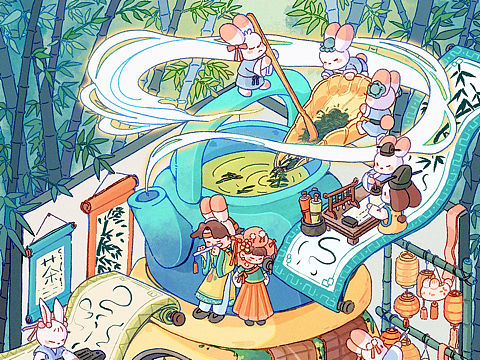 原创插画🍵煮茶