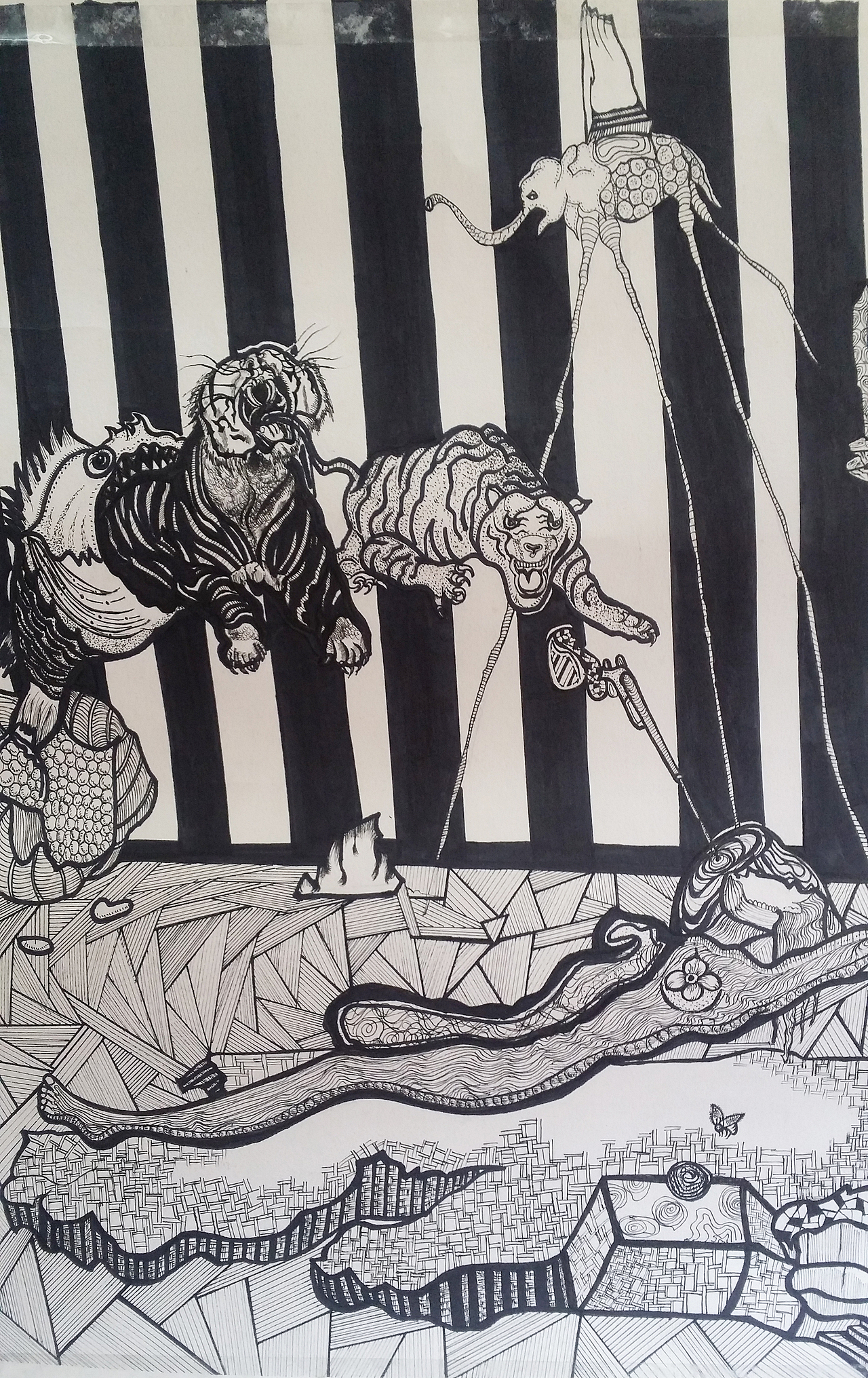 达利超现实主义黑白插画