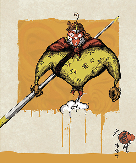 《大武生》京剧元素插画