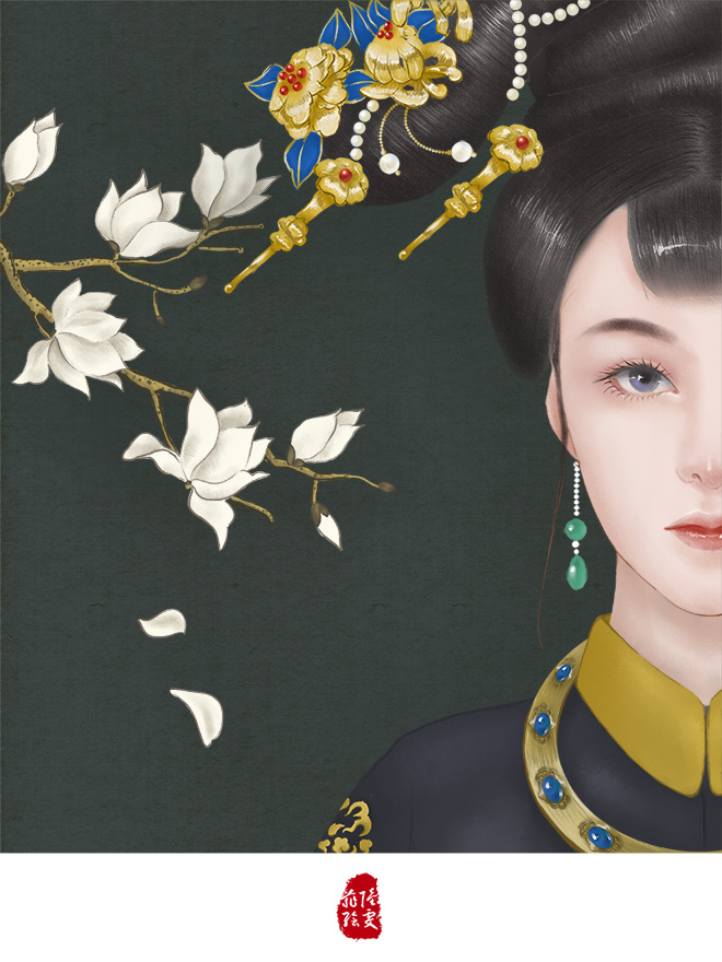 古风手绘女清朝皇后图片