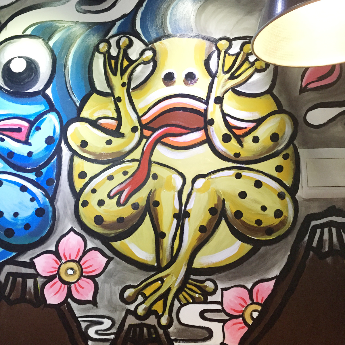 辣里有蛙牛蛙烤鱼店墙绘涂鸦