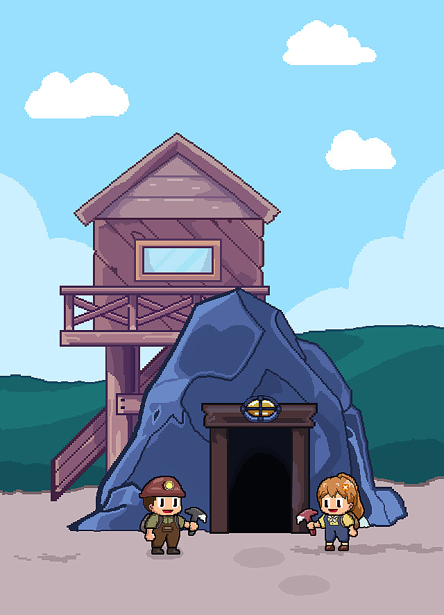 偶然在网上看到一张扁平插画,很适合之前自己做的挖矿游戏的宣传图