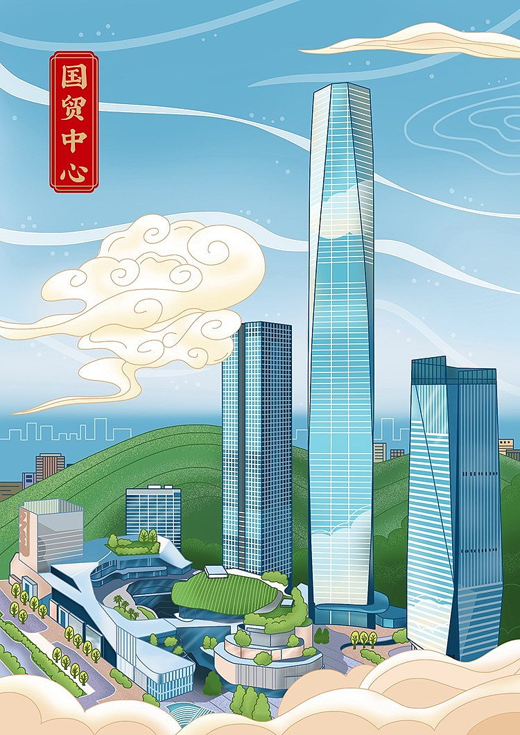 文创插画 东莞地标插画 旅游景点 文旅插画设计