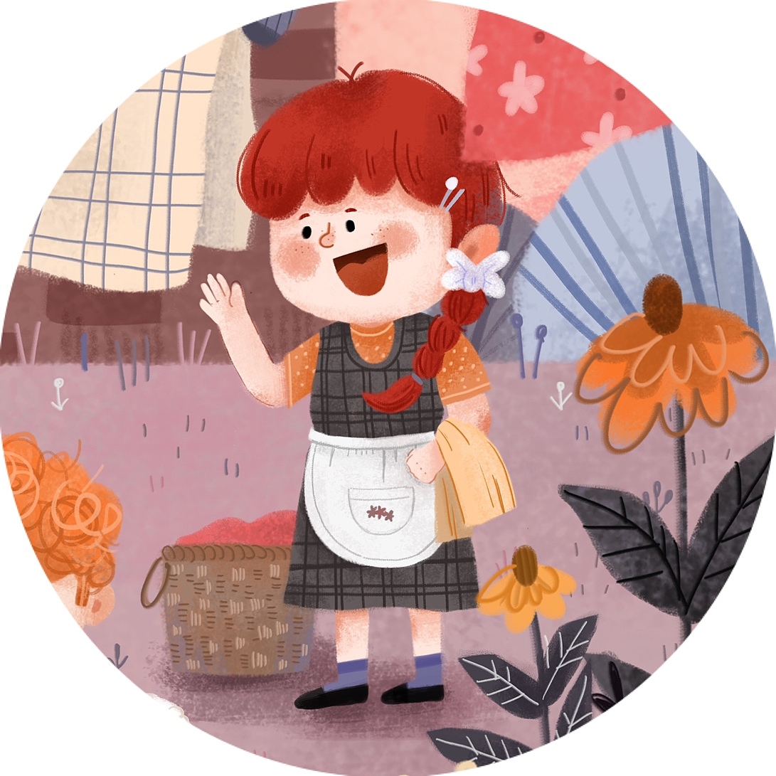 儿童插画场景练习• 黄昏户外收衣服的一家人（图ZMjcwNjA1ODky） - 儿童插画 - 站酷设计师張悠悠原创素材 - 站酷ZCOOL