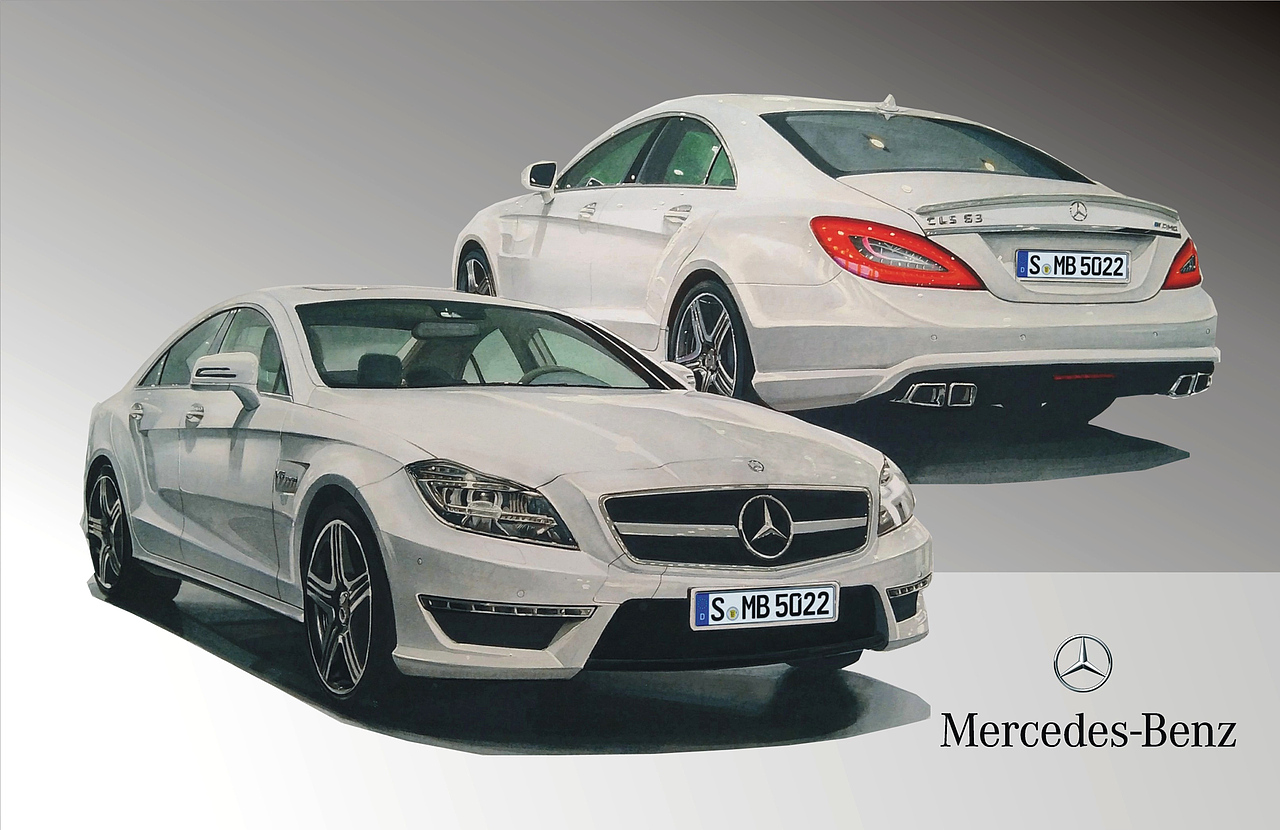 马克笔汽车手绘 梅赛德斯-奔驰 AMG CLS 63（2013）（图ZMjM2MTY0NzY0） - 艺术插画 - 站酷设计师xyikai吉原创素材 - 站酷ZCOOL