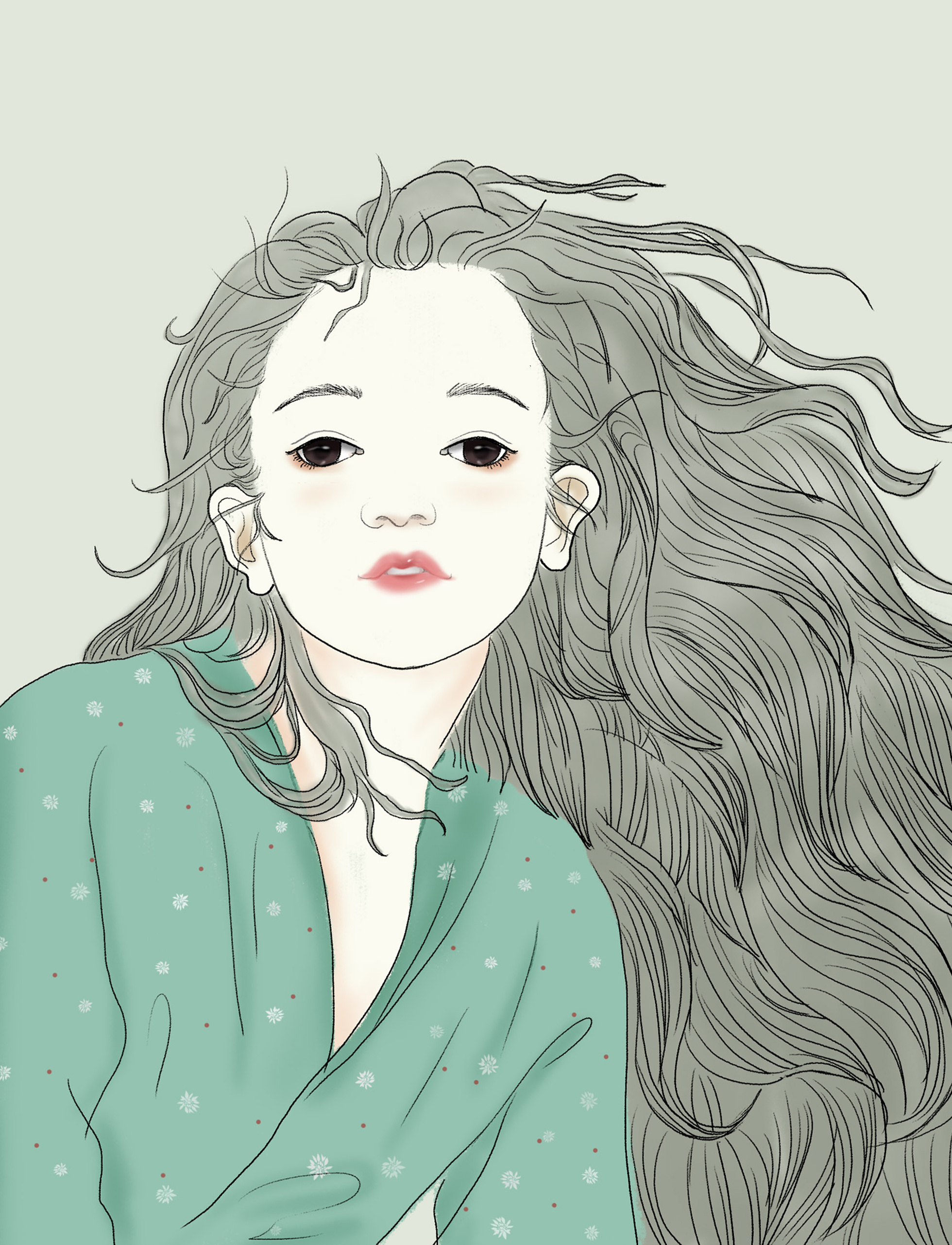 长发美女|插画|创作习作|奇诺1989 - 临摹作品 - 站酷 (zcool)