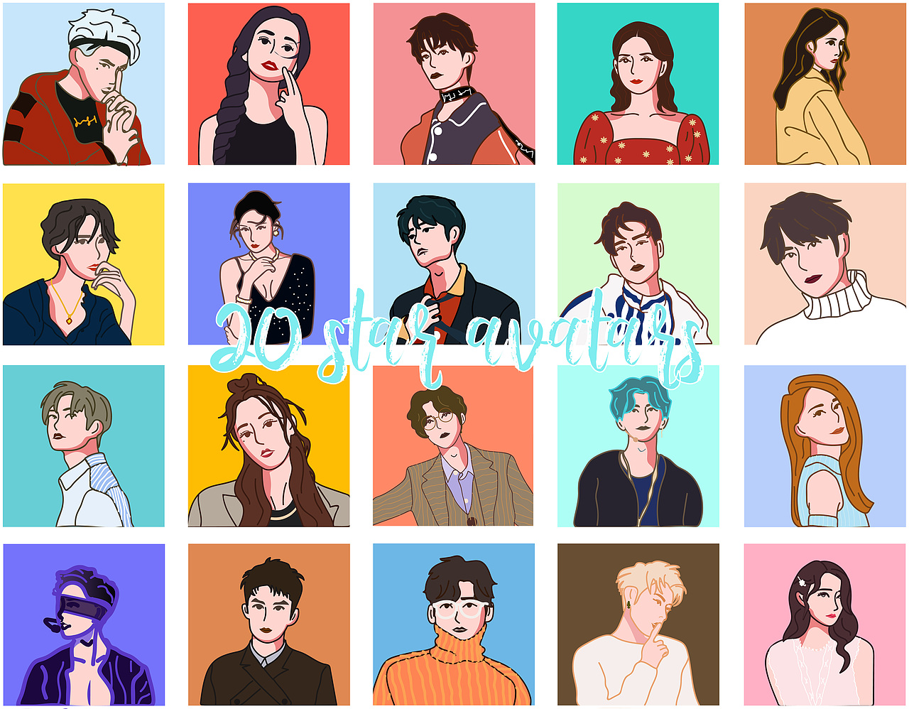 明星头像小插画（图ZMTkzMjQ1NDI4） - 创作习作 - 站酷设计师百变Alice原创素材 - 站酷ZCOOL