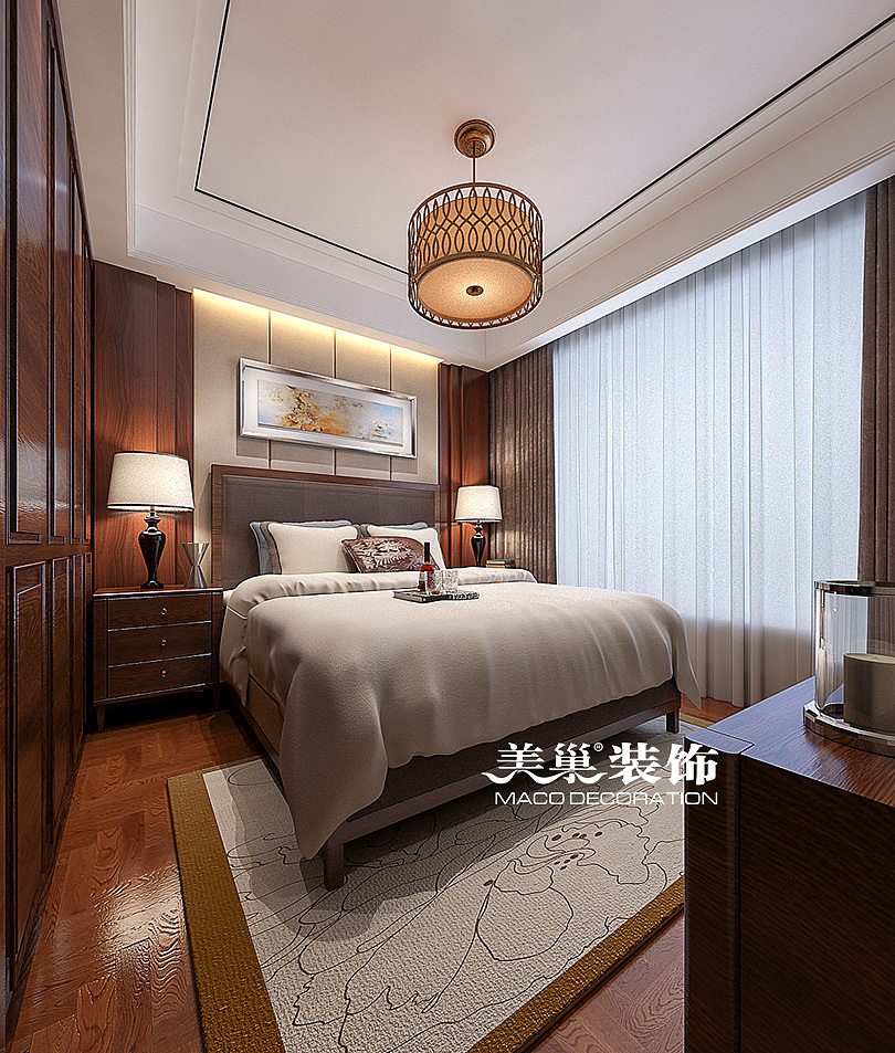 壹号城邦150平三室两厅新中式装修案例——效果图