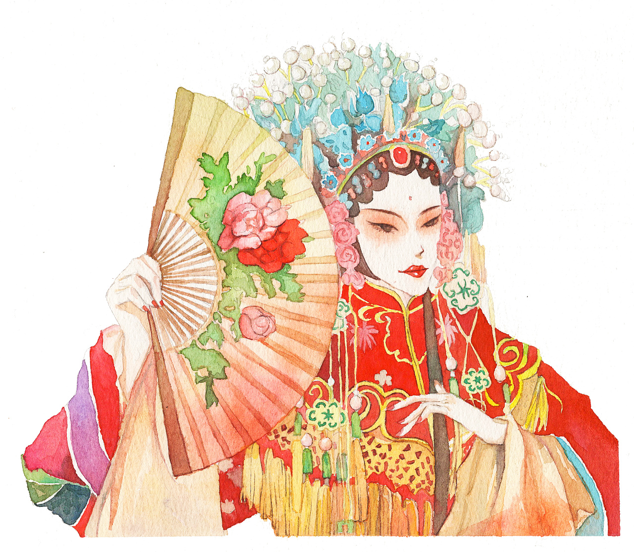 中国风戏子水彩教程图片