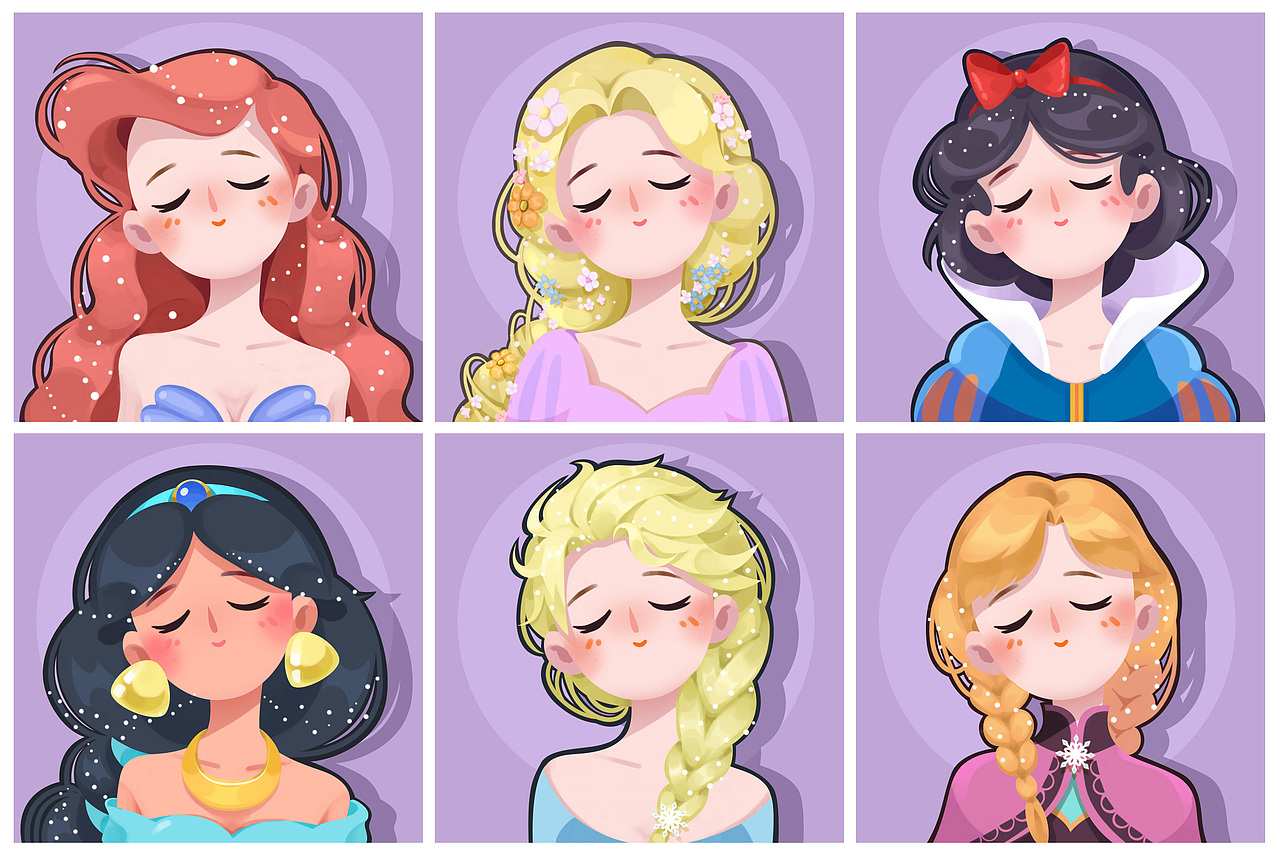 迪士尼公主系列头像涂鸦