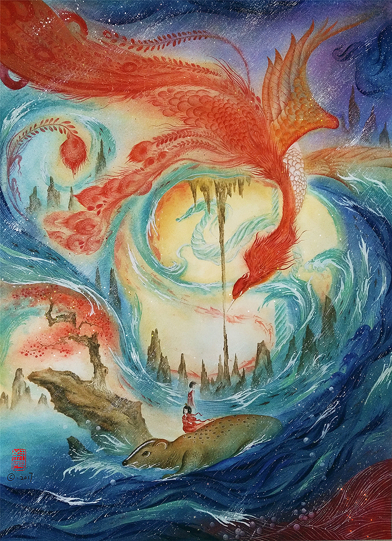 【缚海集——幻狐-凤凰-化蛇-夔牛】—翔鱼（图ZODMwNTk0MDQ=） - 绘画 - 站酷设计师翔魚原创素材 - 站酷ZCOOL