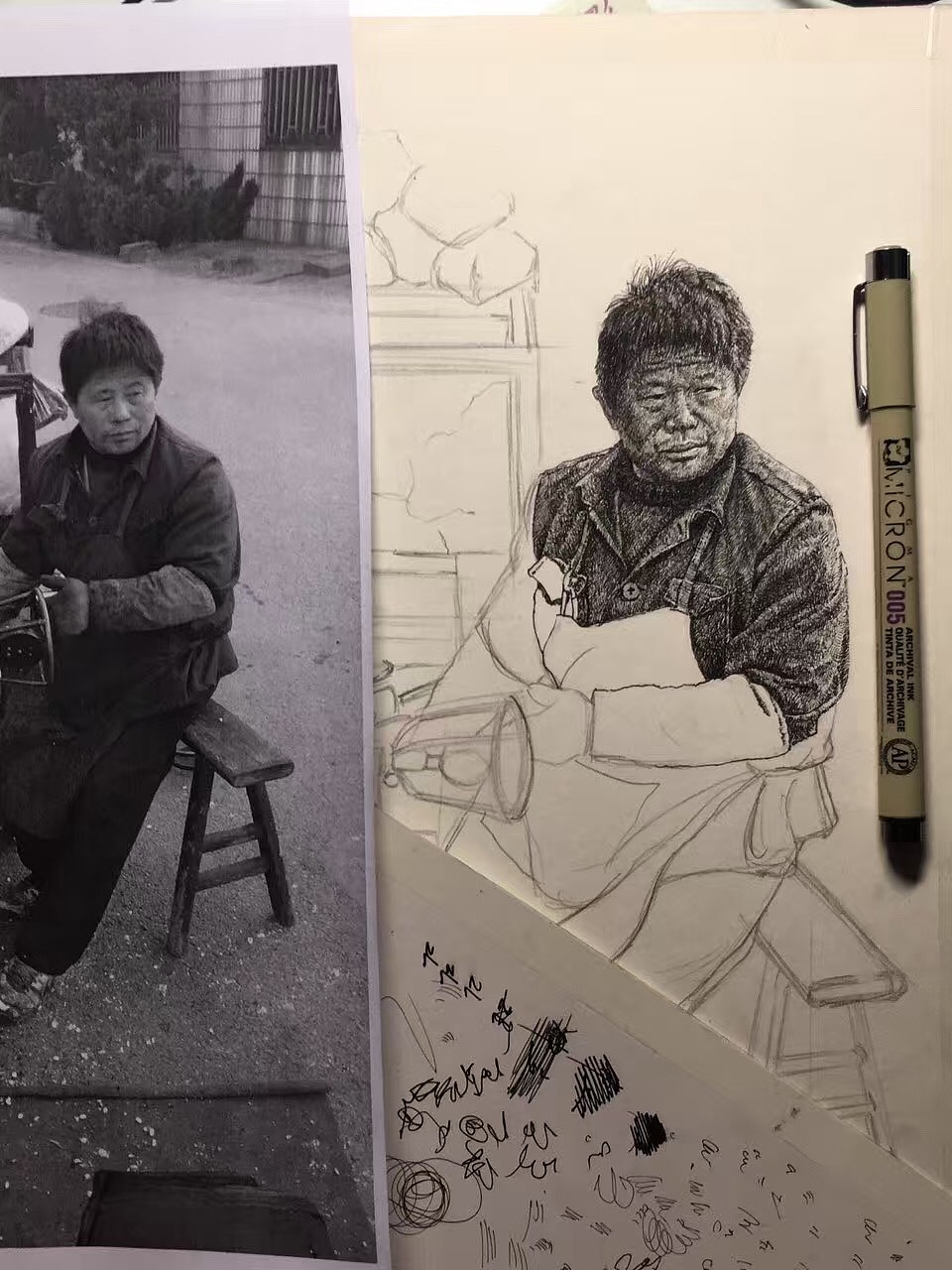 人物钢笔画《米老头》（图ZNTk3NDkzMzI=） - 绘画 - 站酷设计师笔尖陌生人原创素材 - 站酷ZCOOL