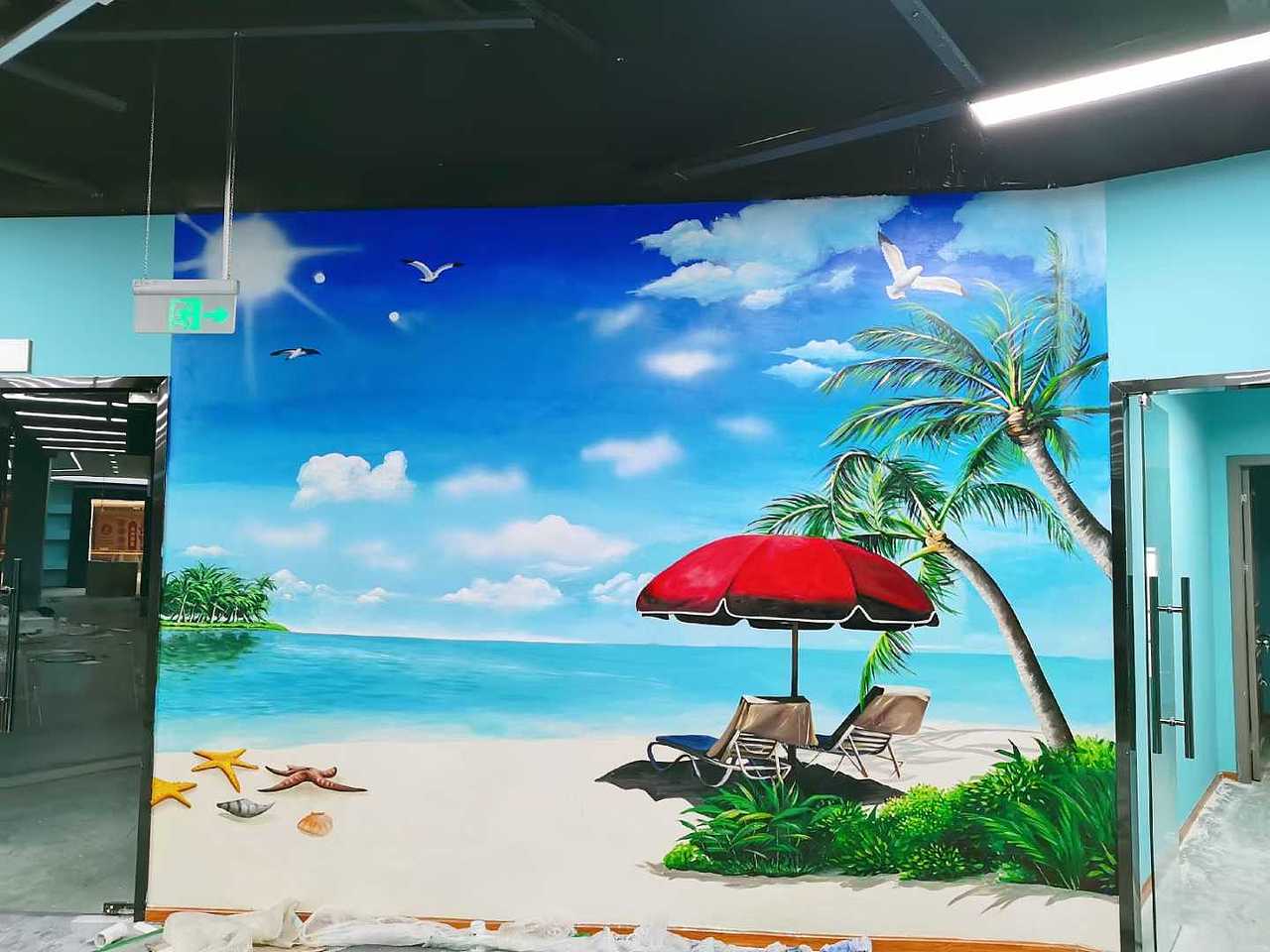 游泳馆彩绘|纯艺术||墙体彩绘手绘设计_原创作品-站酷zcool