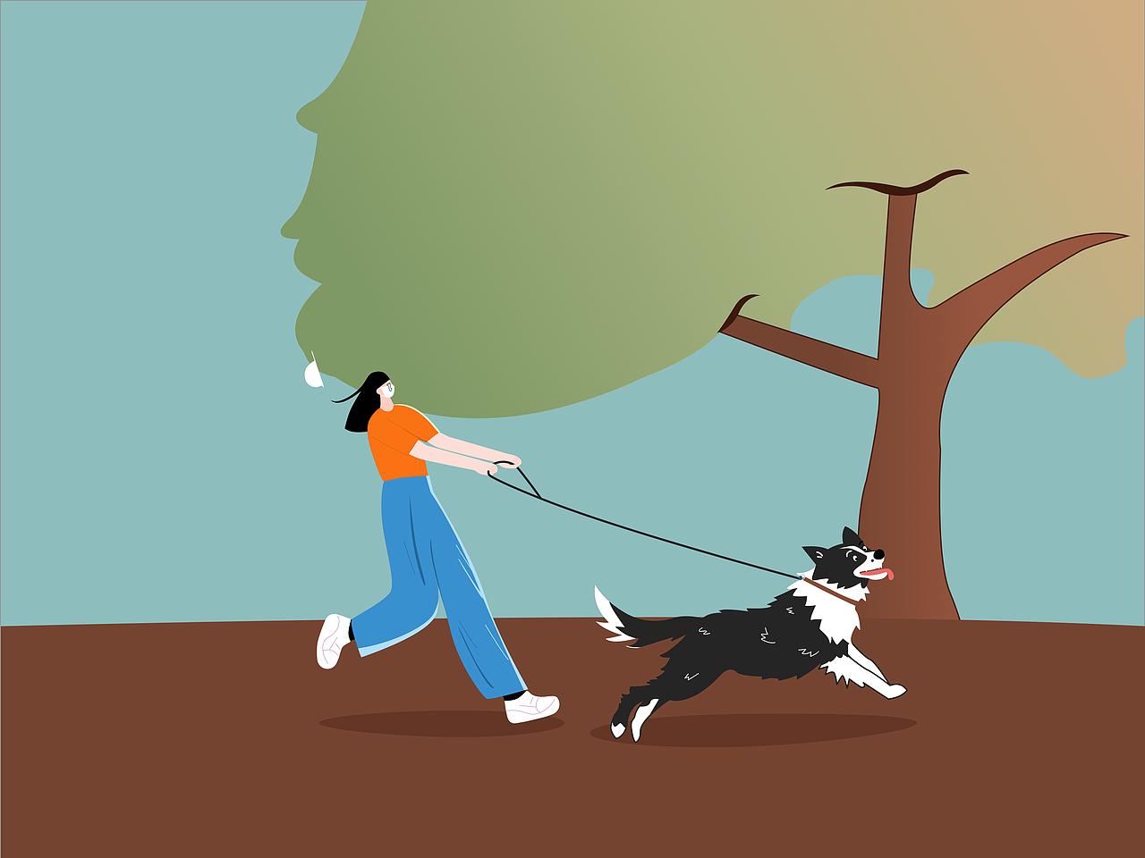 我和小白之散步（图ZMjIyODgxNTI4） - 艺术插画 - 站酷设计师最多三分糖原创素材 - 站酷ZCOOL