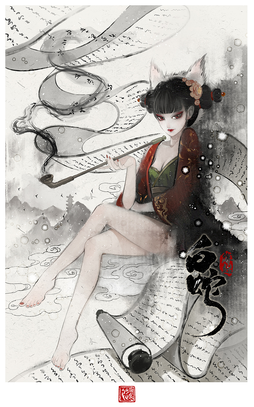白蛇缘起-狐妖（图ZMTQyMjMzMDI4） - 创作习作 - 站酷设计师养猫画画的随随原创素材 - 站酷ZCOOL