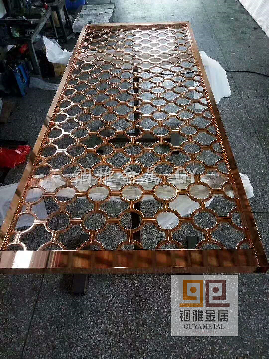 K金香槟金不锈钢激光板屏风 铝板纯黄铜板雕刻镂空屏风