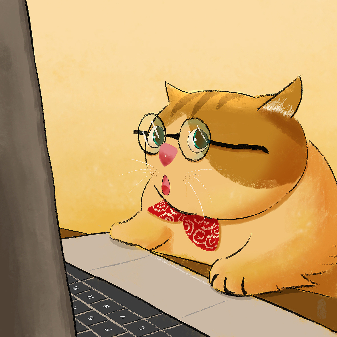 面对发光体的猫咪