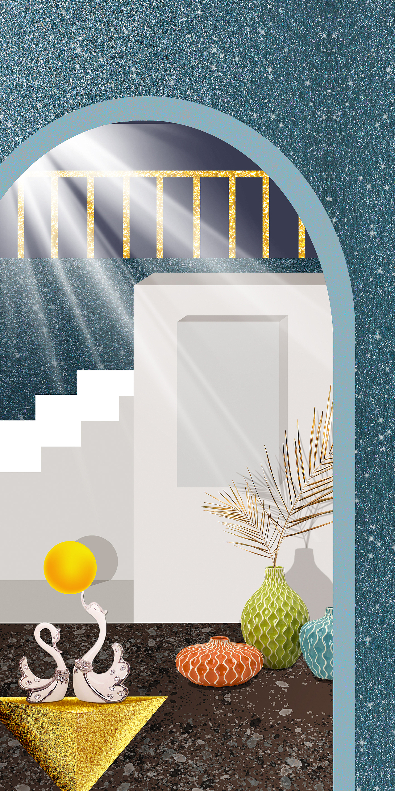 客厅三联画轻奢现代工装风