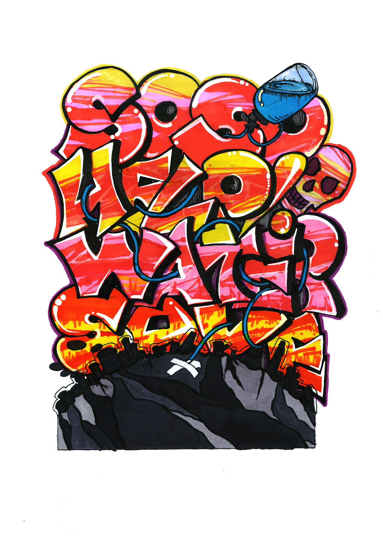 创作于地球环保题材的手绘涂鸦作品