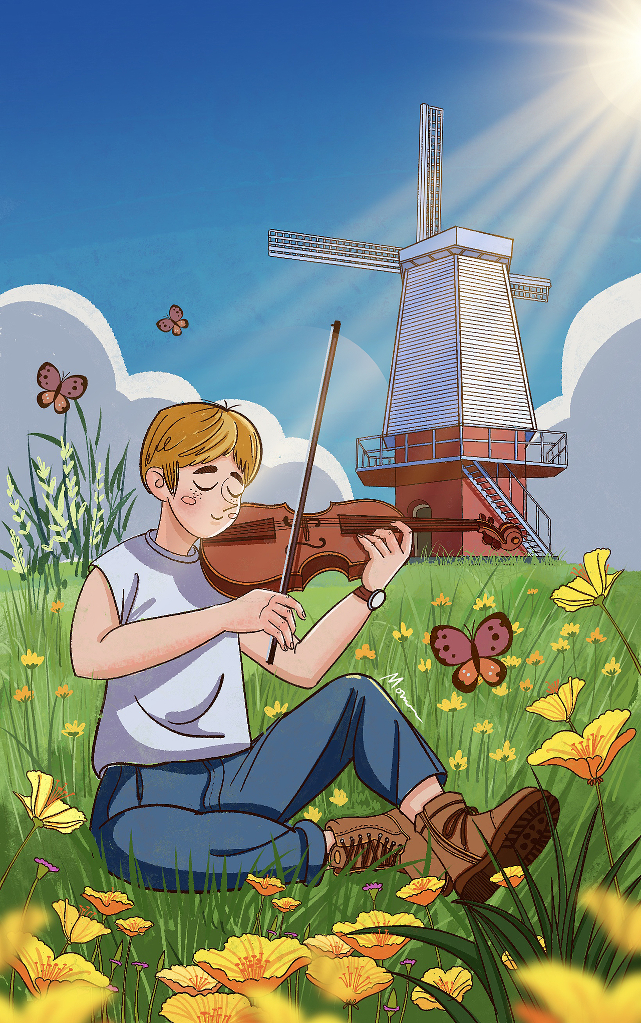 《小提琴🎻独奏》（图ZMjcwMzc5OTQw） - 儿童插画 - 站酷设计师阿怪先森Monster原创素材 - 站酷ZCOOL