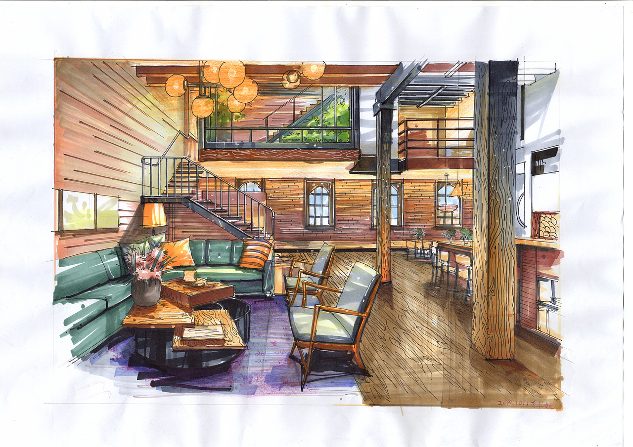 室内设计效果图马克笔手绘