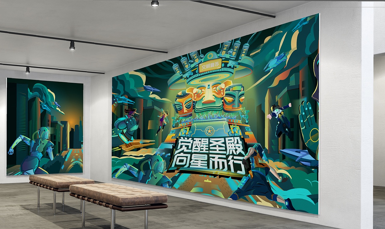 《2022三星堆X赛博朋克潮流展》线下主KV页面(图ZMzA0MzgwOTYw) - 新锐潮流插画 - 站酷设计师疯月如霓原创素材 - 站酷ZCOOL
