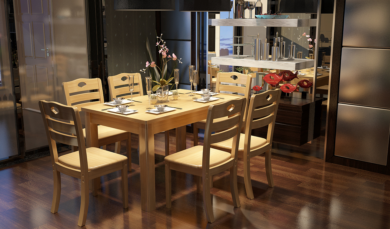 餐桌,实木餐桌3D效果,3dmax家具设计,餐桌设计 餐厅设计