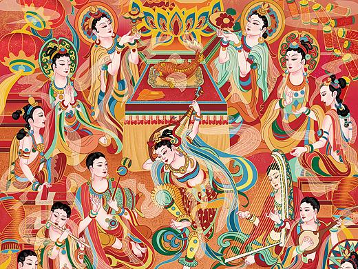 良品铺子·敦煌款年货礼盒插画