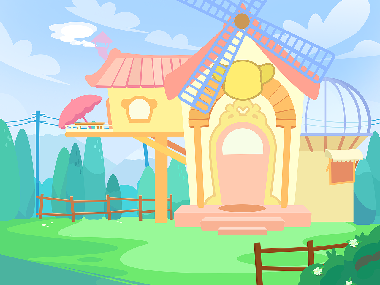 用钢笔铺色~
(*斑马用的是ai绘制,我这里还是按项目要求用ps的钢笔)<br>铺色的同时,可以做一下细小的颜色差异,这样能让最终效果更好,颜色丰富。<br>比如屋顶上的木板、比如小树,同在一个色系,但是都有细小的差异~