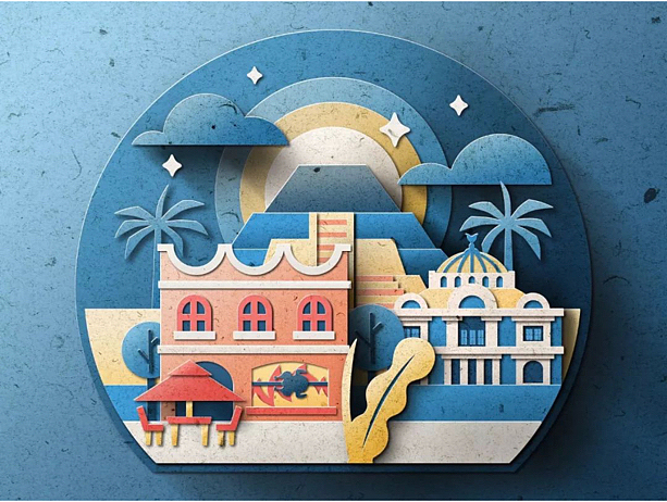 剪纸风格插画练习