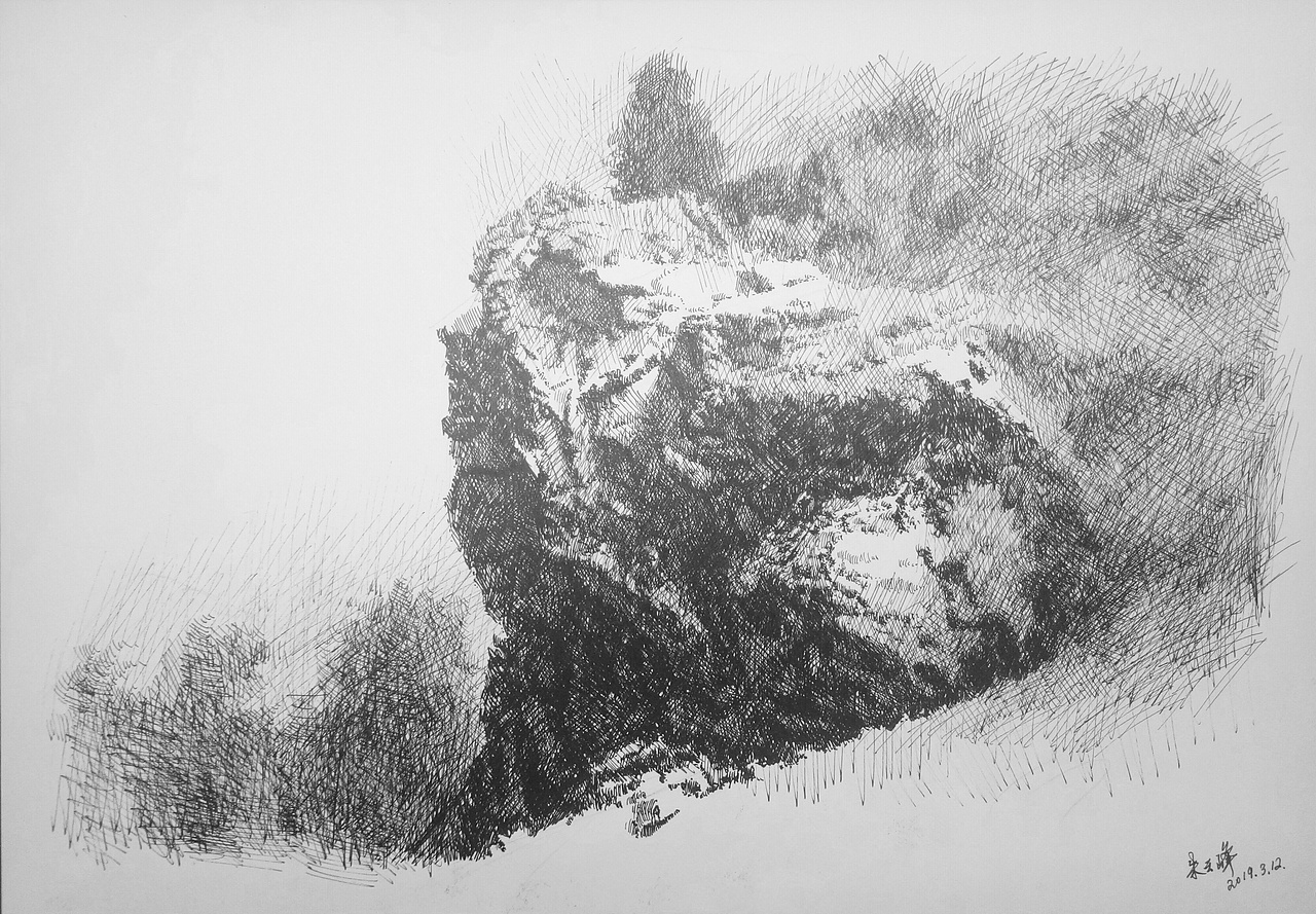 彩色钢笔画和黑白钢笔画习作