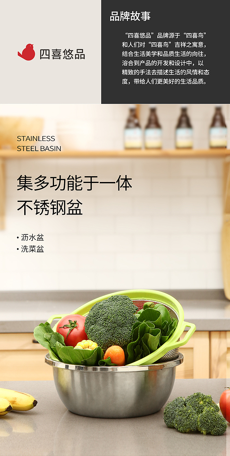 不锈钢沥水菜篮