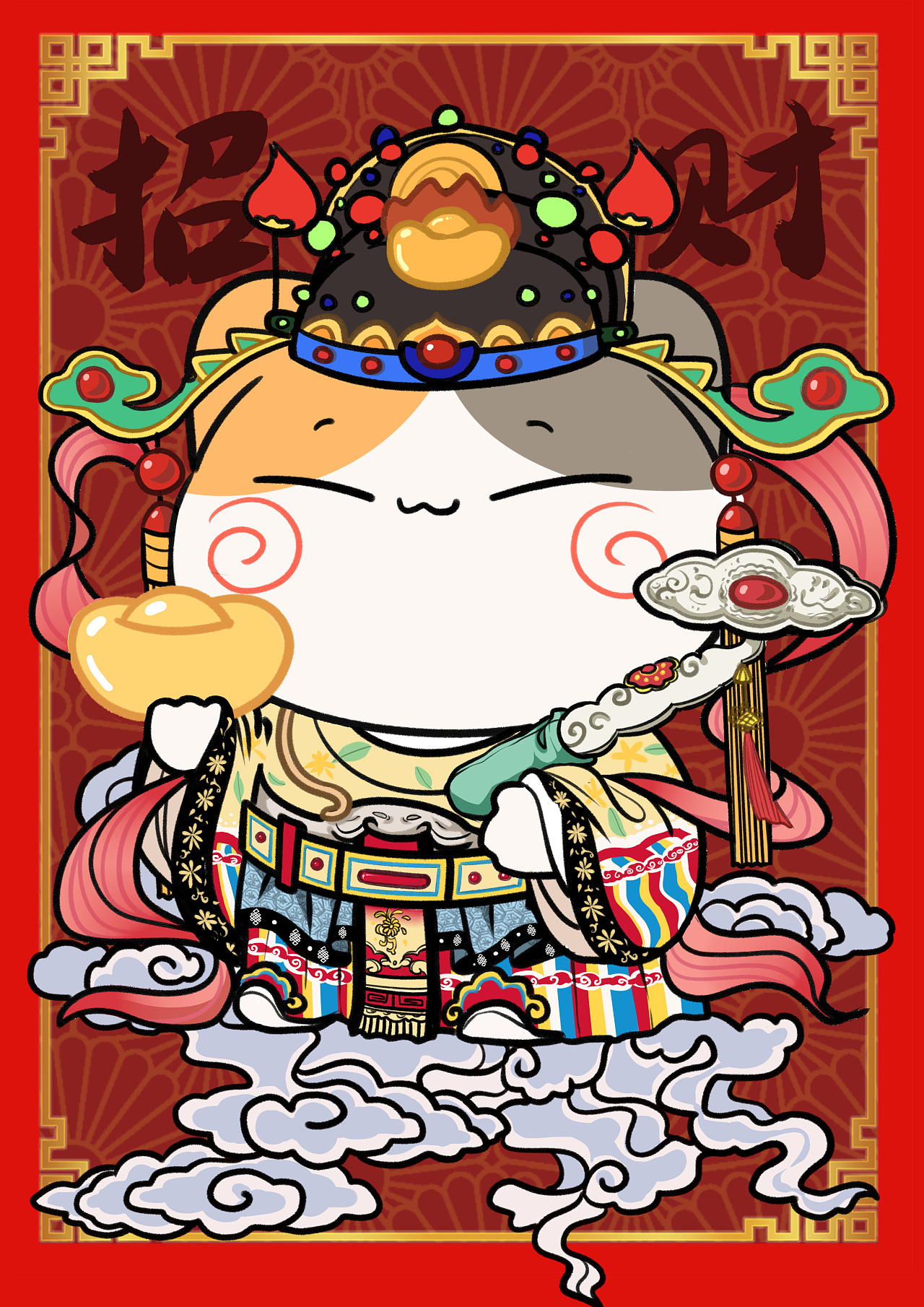 猫小院新年门神|插画|商业插画|gnocchi - 原创作品 - 站酷 (zcool)