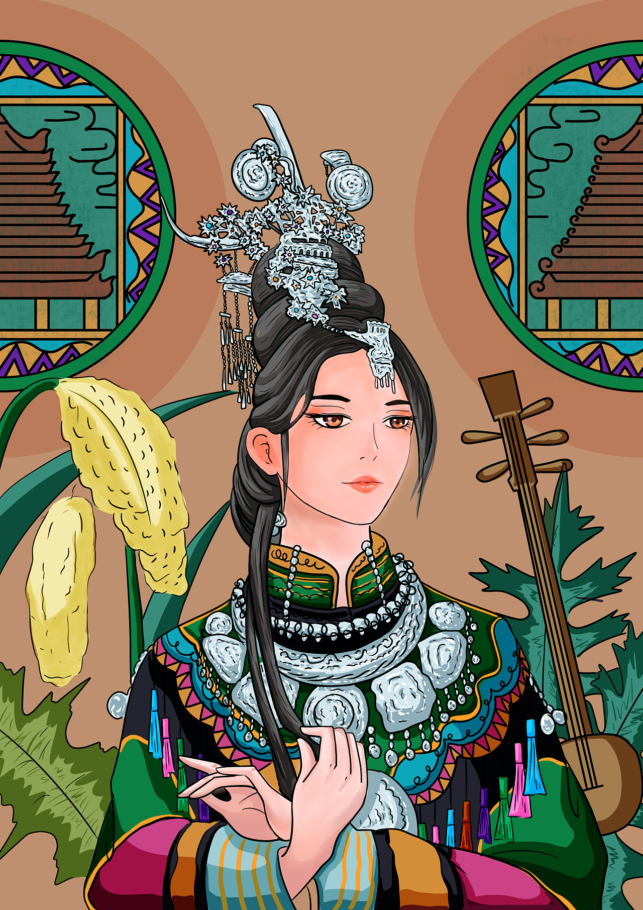 民族人物肖像画|插画|艺术插画|lzj336 - 原创作品 - 站酷 (zcool)